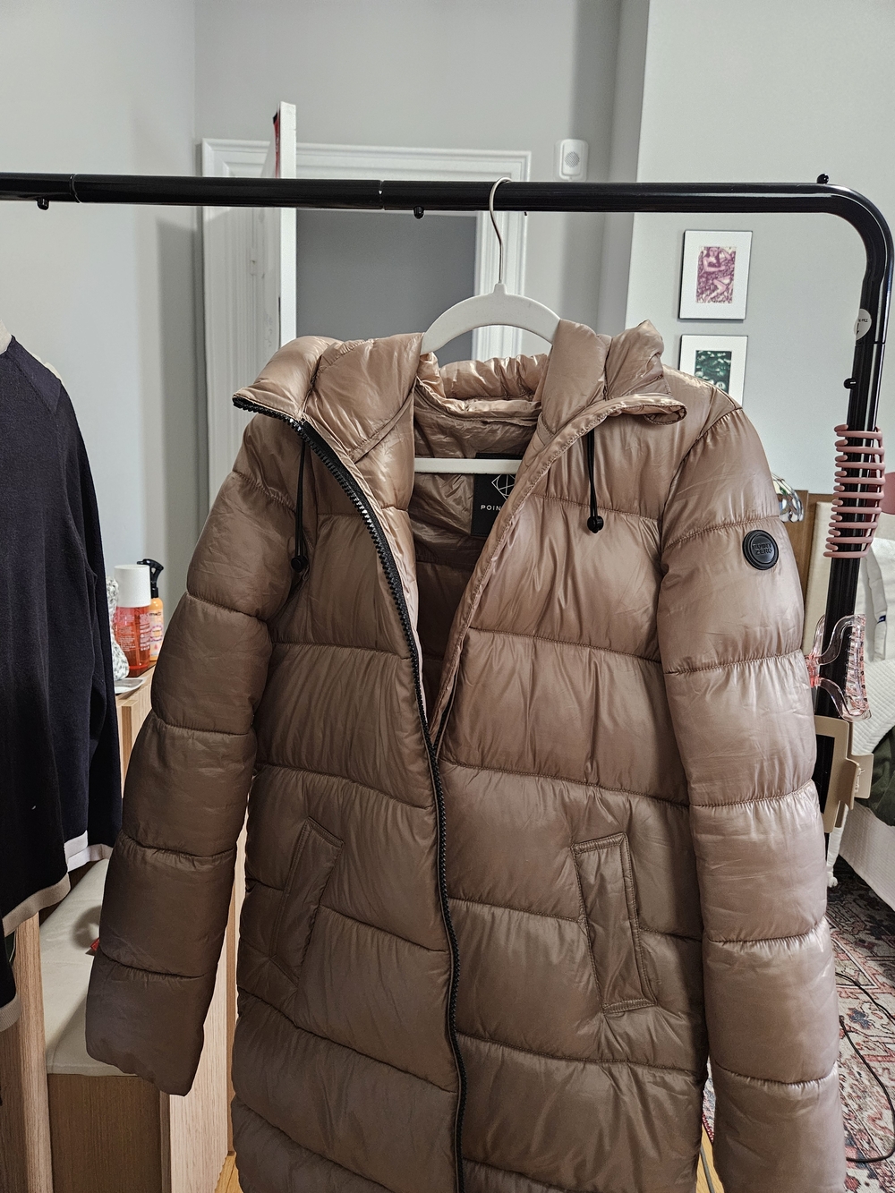 Point Zero Quilted Puffer Jacket in Taupe